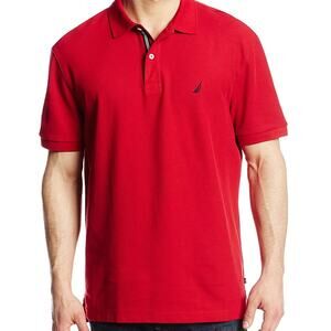 Nautica The Deck Shirt Polo XL Mens Red Short Sleeve 100% Cotton Classic Preppy